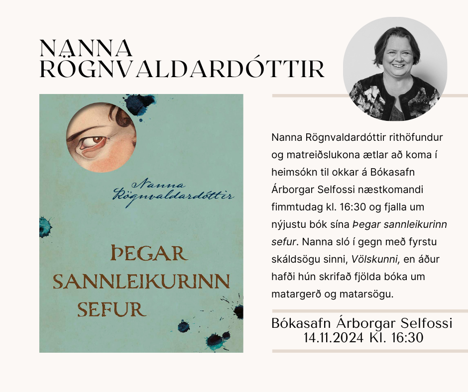 Nanna Rögnvaldadóttir kemur fimmtudaginn 14. nóvember kl. 16:30