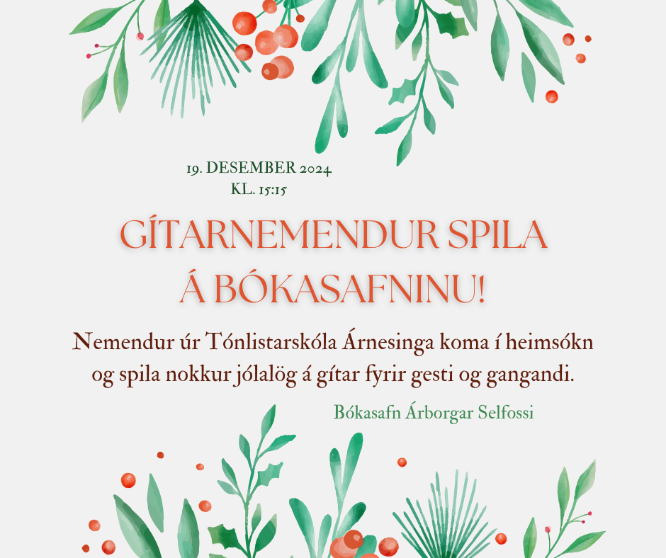 Gítarnemendur spila á Bókasafninu 19. desember kl. 15:15