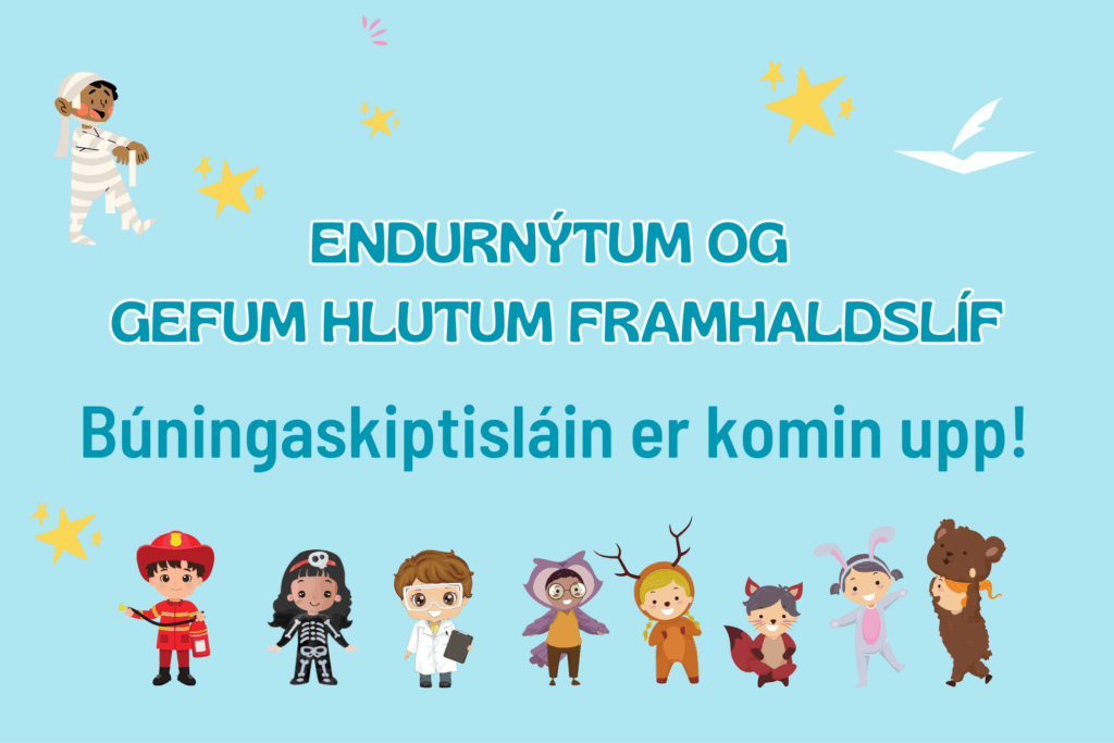 Búningaskiptisláin er komin upp á Bókasafninu