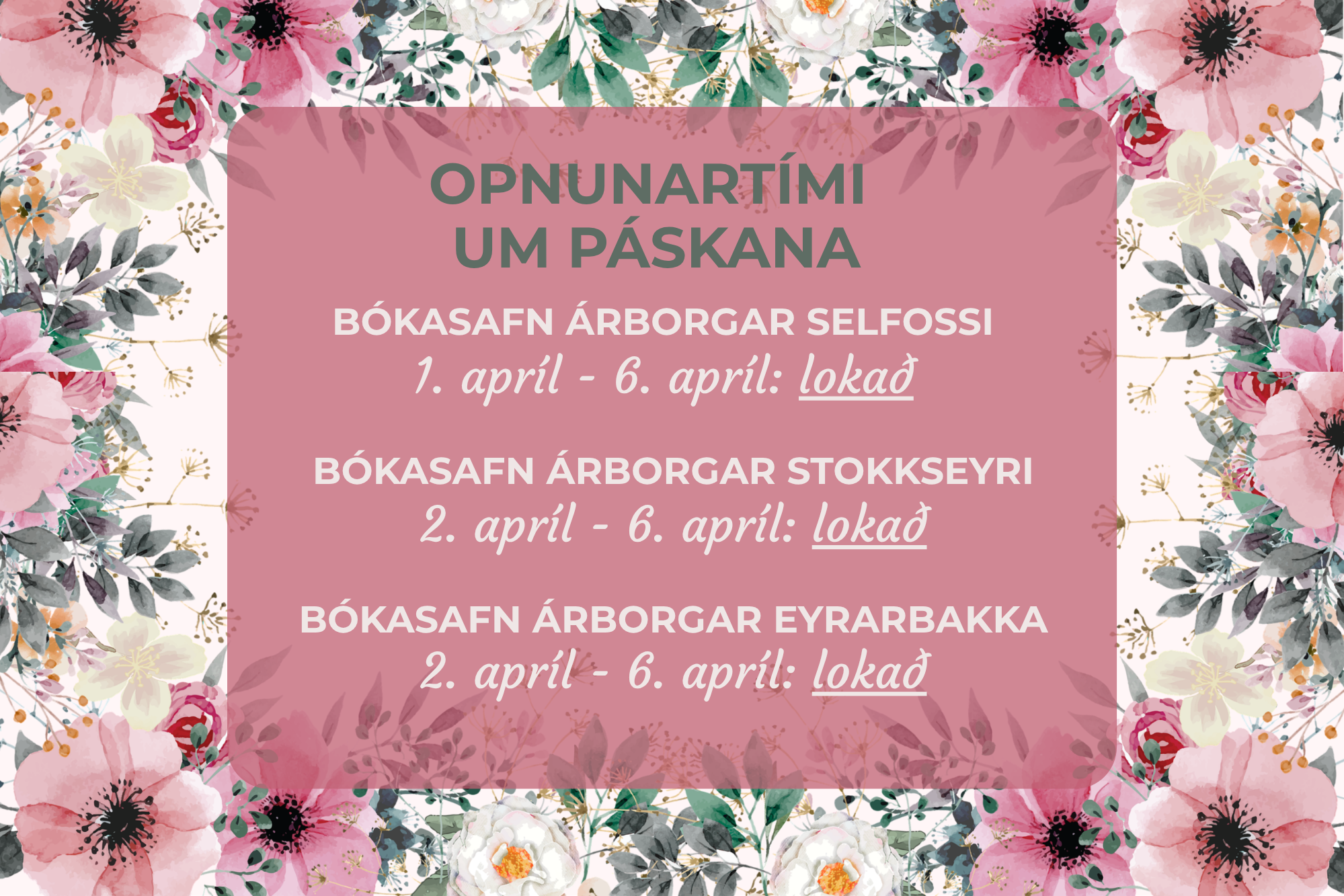 You are currently viewing Opnunartími um páskana